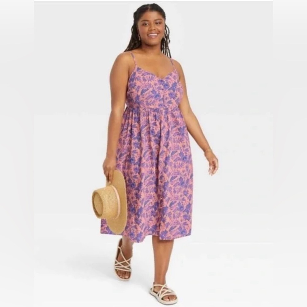 Universal Thread Sleeveless Tie-Back A-Line Dress in Floral Print